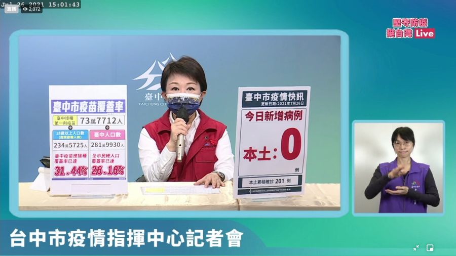 盧秀燕：台中將提出５３項振興經濟大補貼