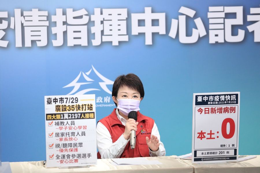 台中疫苗覆蓋率達35.63% 盧秀燕：今4類人員接種疫苗