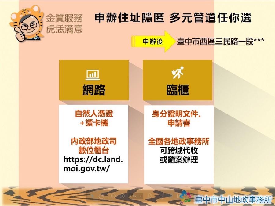個資獲保障！ 申辦住址隱匿 多元管道任你選