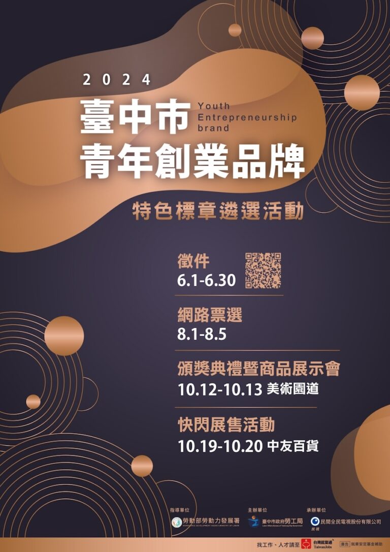 挖掘台中在地優質青創品牌 特色標章遴選活動6/30前線上徵件