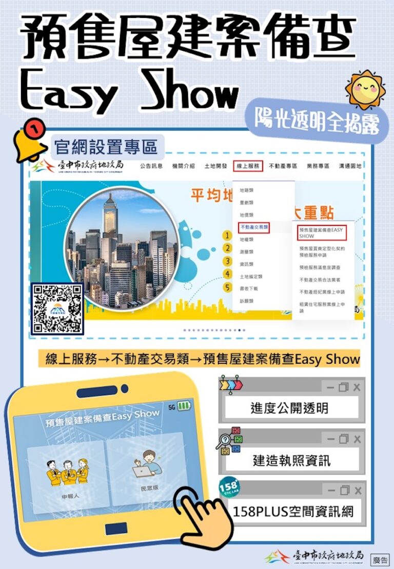中市建置「預售屋備查Easy Show」 陽光透明全揭露