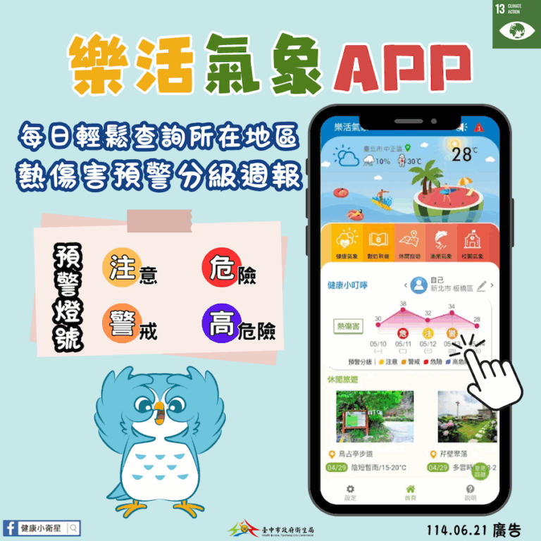 中市衛生局提醒市民善用「樂活氣象APP」　健康防暑迎夏季