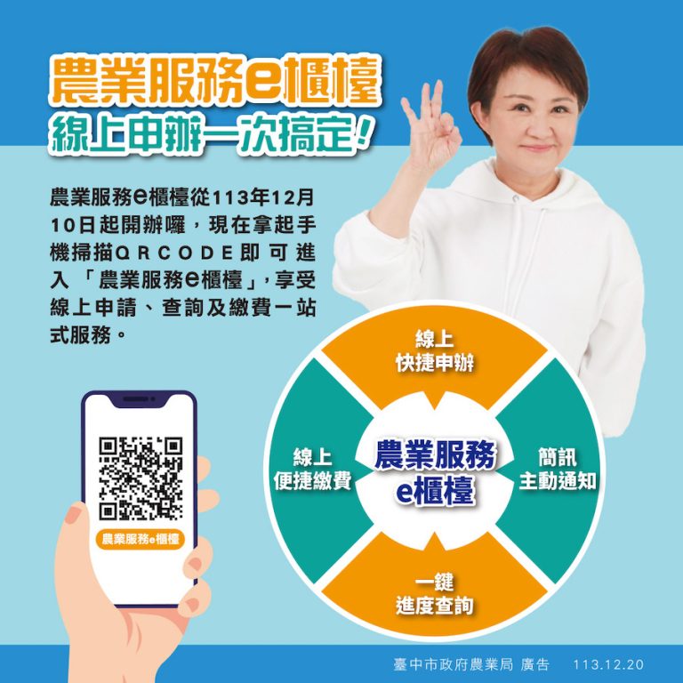 便民新措施! 中市府推動「農業服務e櫃檯」34項業務線上輕鬆申辦