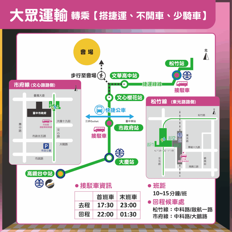 跨年怎麼去水湳中央公園？ 中市交通局：捷運轉乘接駁車 坐滿發車最便利