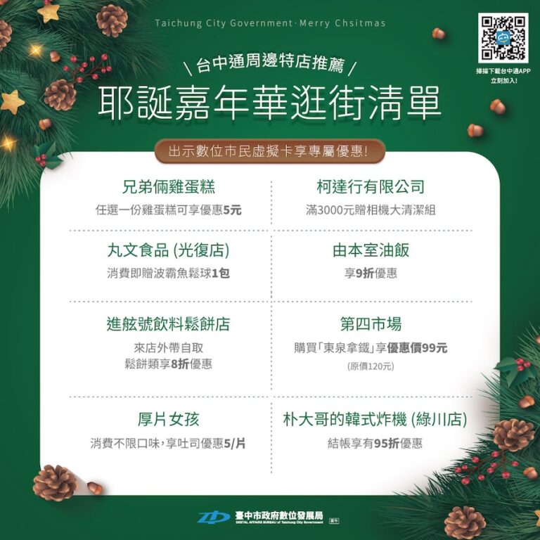 耶誕逛台中必備《台中通》！專屬優惠陪你吃喝購物過佳節