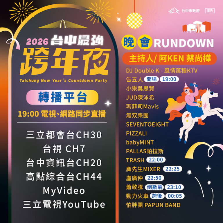 「2026台中最強跨年夜」明晚登場 新聞局長：已完成聯合演練、維安全面升級