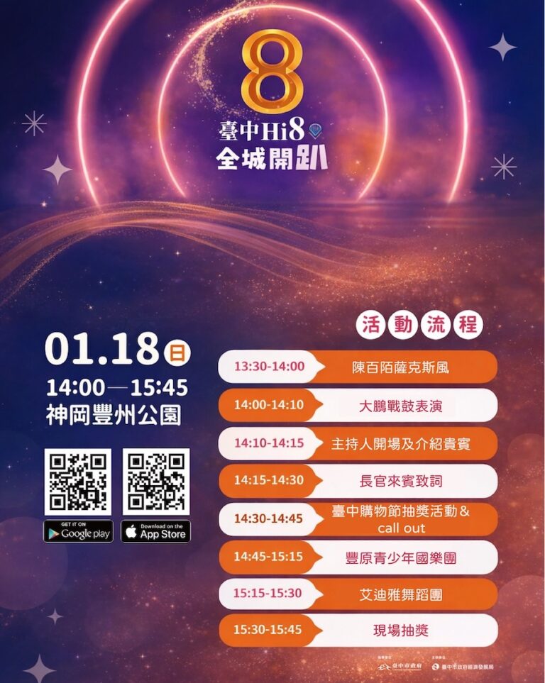 演唱會化身精靈吸睛 台中Hi8消費登錄65億元 1/18神岡豐洲公園抽108萬