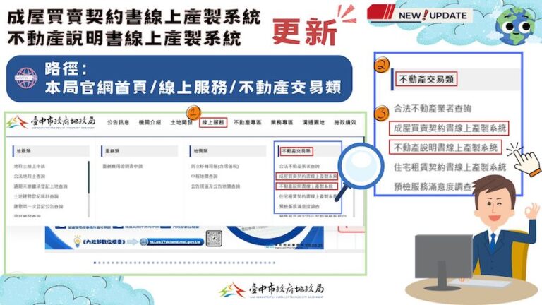 成屋買賣契約新制4/1上路　中市地政局同步更新契約線上產製系統 提升交易透明度
